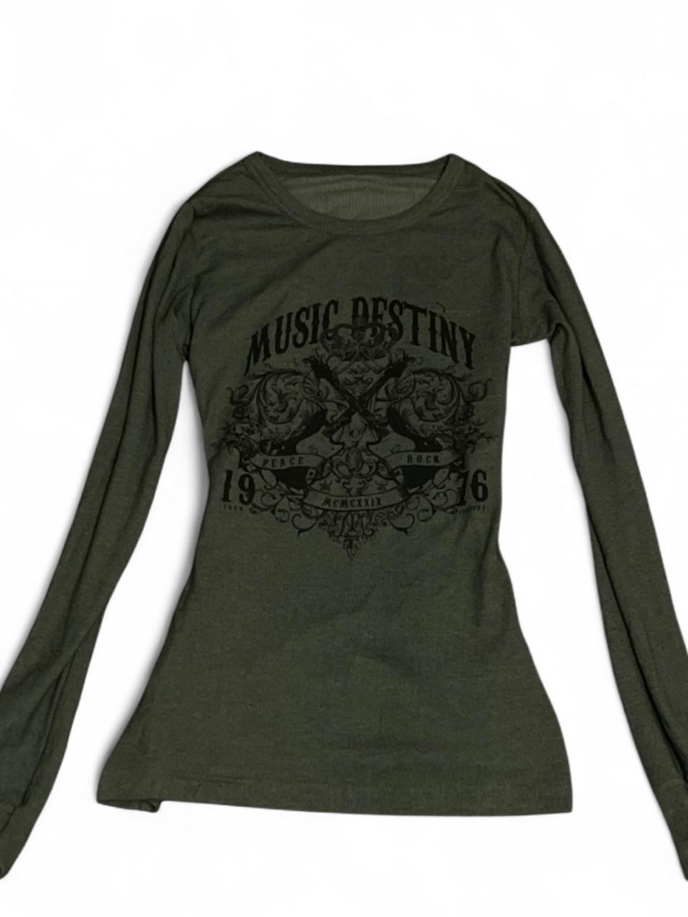 Long Sleeve Graphic Tee - Olive Green